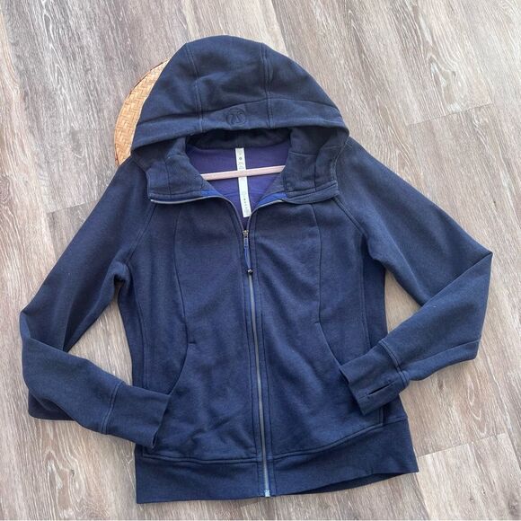 lululemon athletica Jackets & Blazers - Lululemon navy blue scuba hoodie full zip women’s size 12
